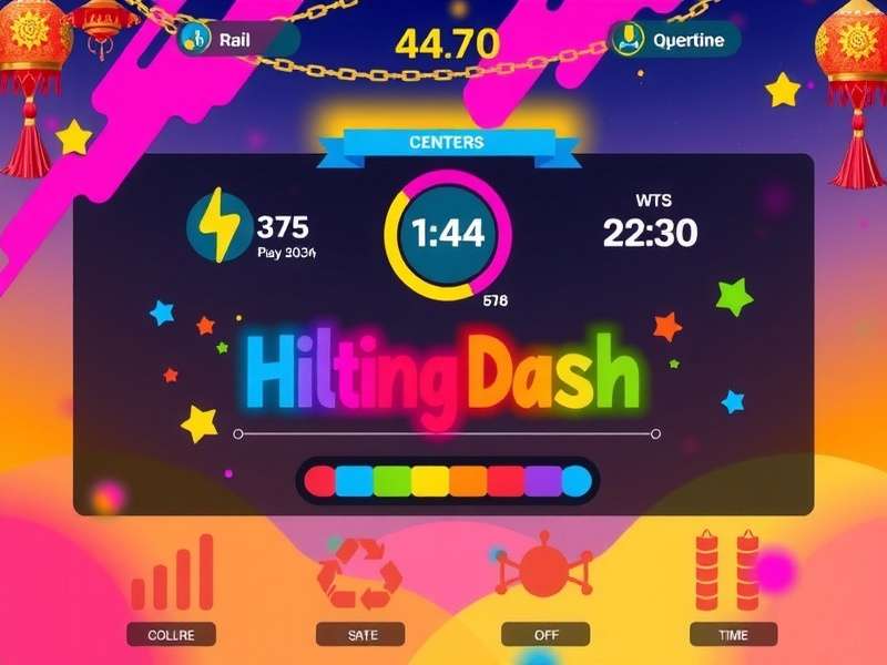 Holi Lightning Dash game dashboard showing colorful festival theme